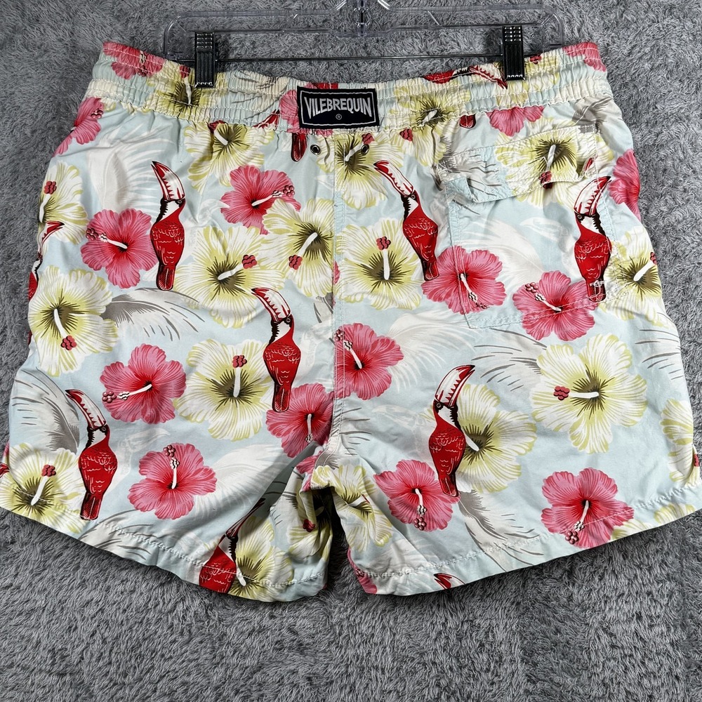 Vilebrequin Shorts Mens XL Multicolor Hawaiian Floral Toucan Bird Swim Trunks - Picture 10 of 12